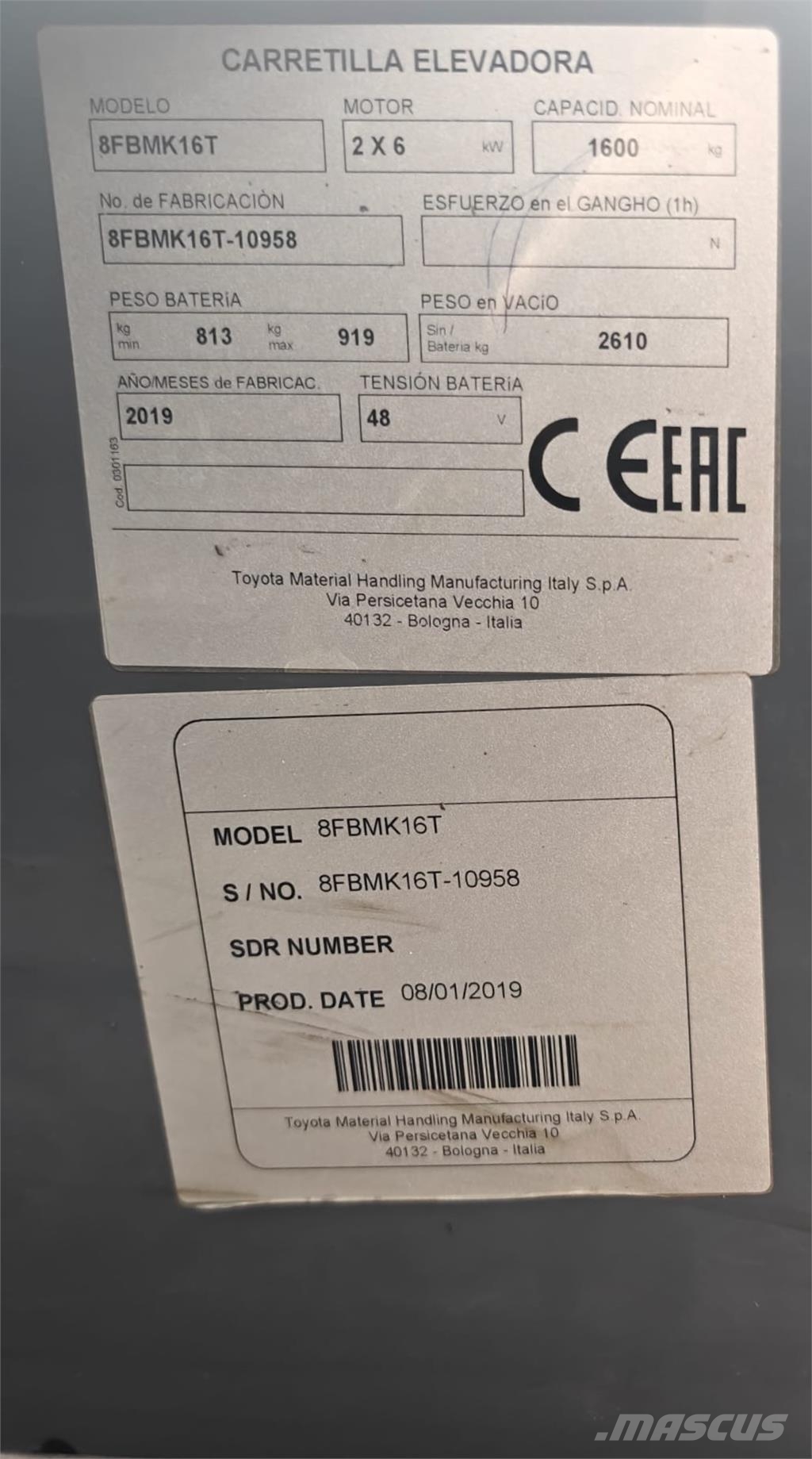Toyota 8FBMK16T Electric forklifts