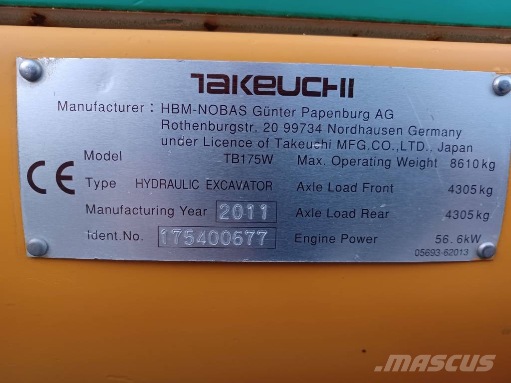 Takeuchi TB 175 W not TB 295 W Hjulgravere
