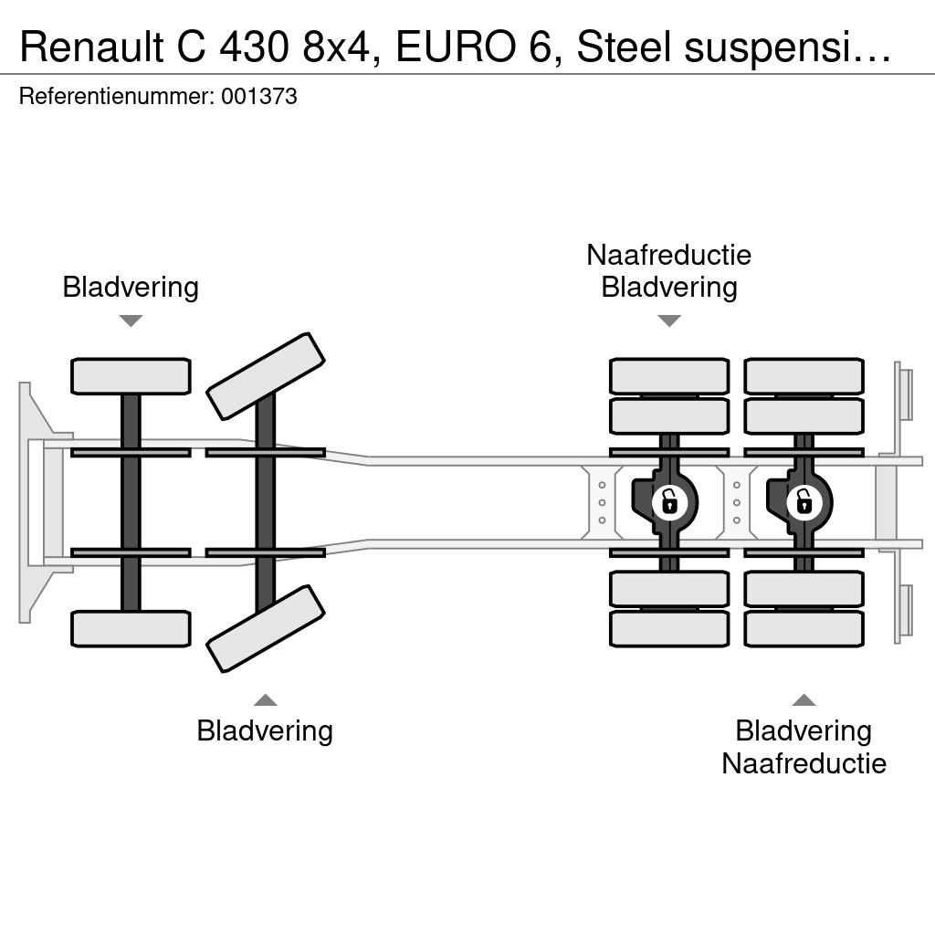 Renault C 430 8x4, EURO 6, Steel suspension, PTO, Hydro Kamioni-šasije