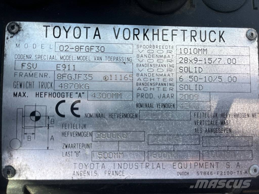 Toyota 8FGF30 /02/ V-4280 IO Газовые погрузчики