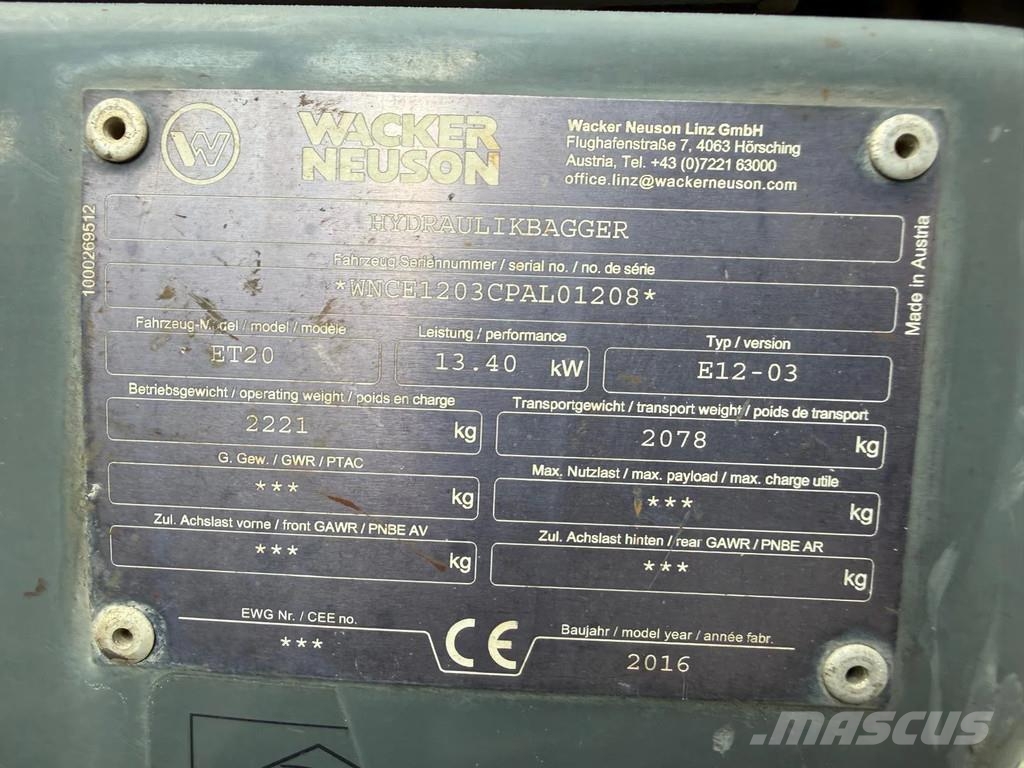Wacker Neuson ET20VDS Mini bageri <7t