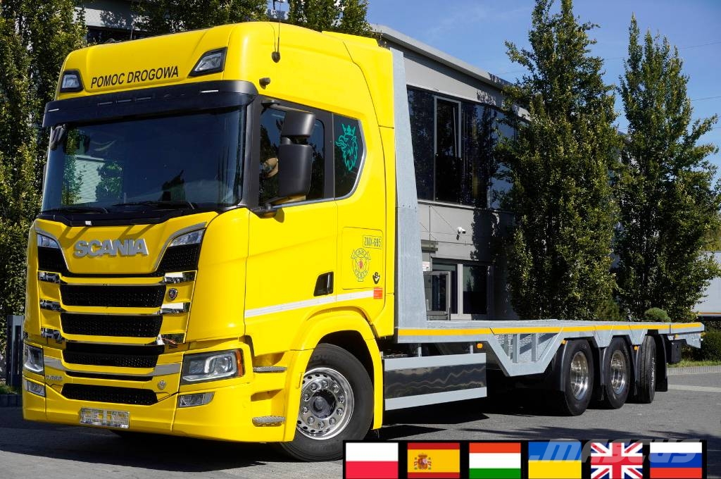 Scania R650 V8 8×4/4 / NEW galvanized Tow truck 955 cm Valník s navijákem