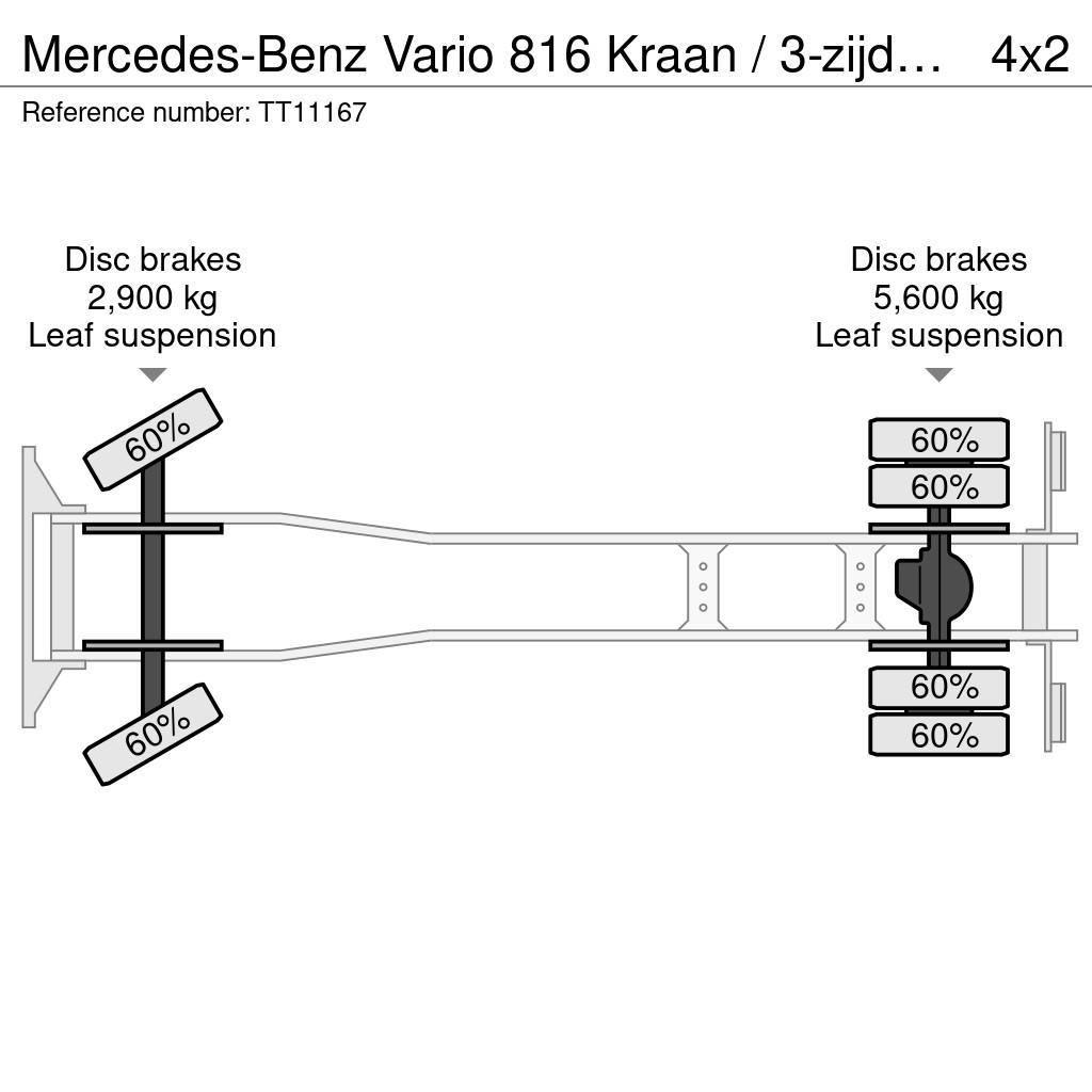 Mercedes-Benz Vario 816 Kraan / 3-zijdige Kipper, EURO 5 Bañeras basculantes usadas
