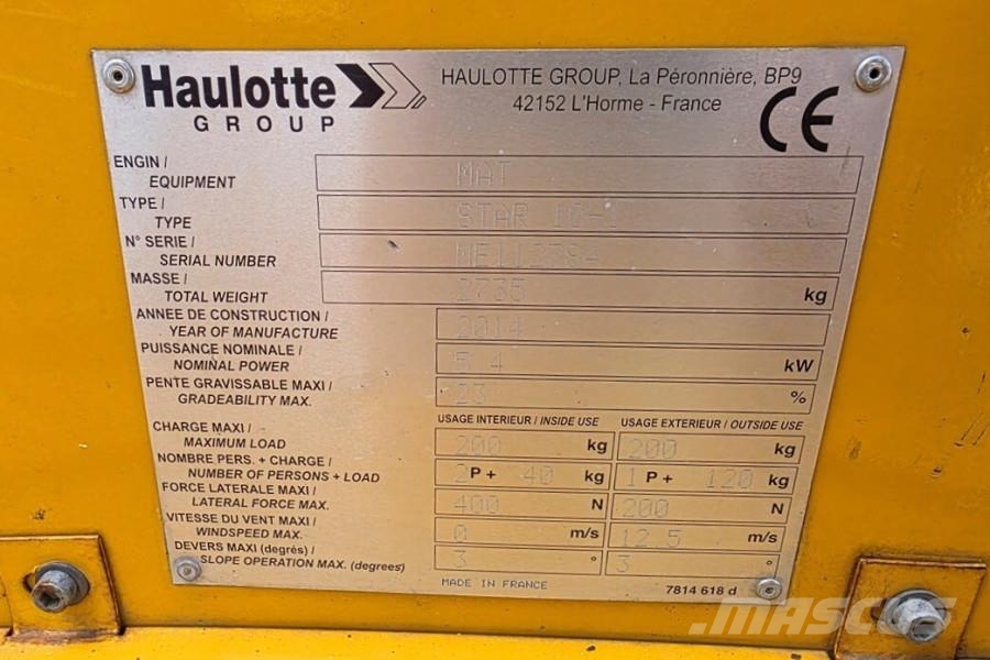 Haulotte STAR 10 Electric, 10m Working Height, 3m Reach, 20 Коленчатые подъемники
