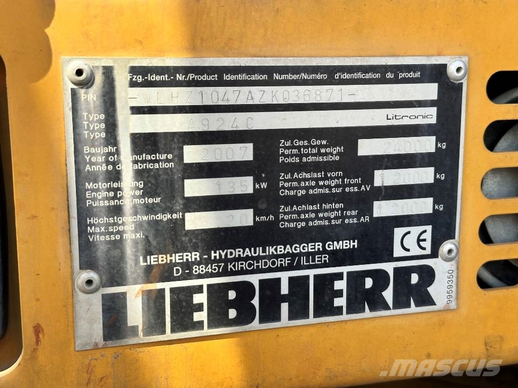 Liebherr A 924 C Litronic Polovni bageri sa dugom rukom