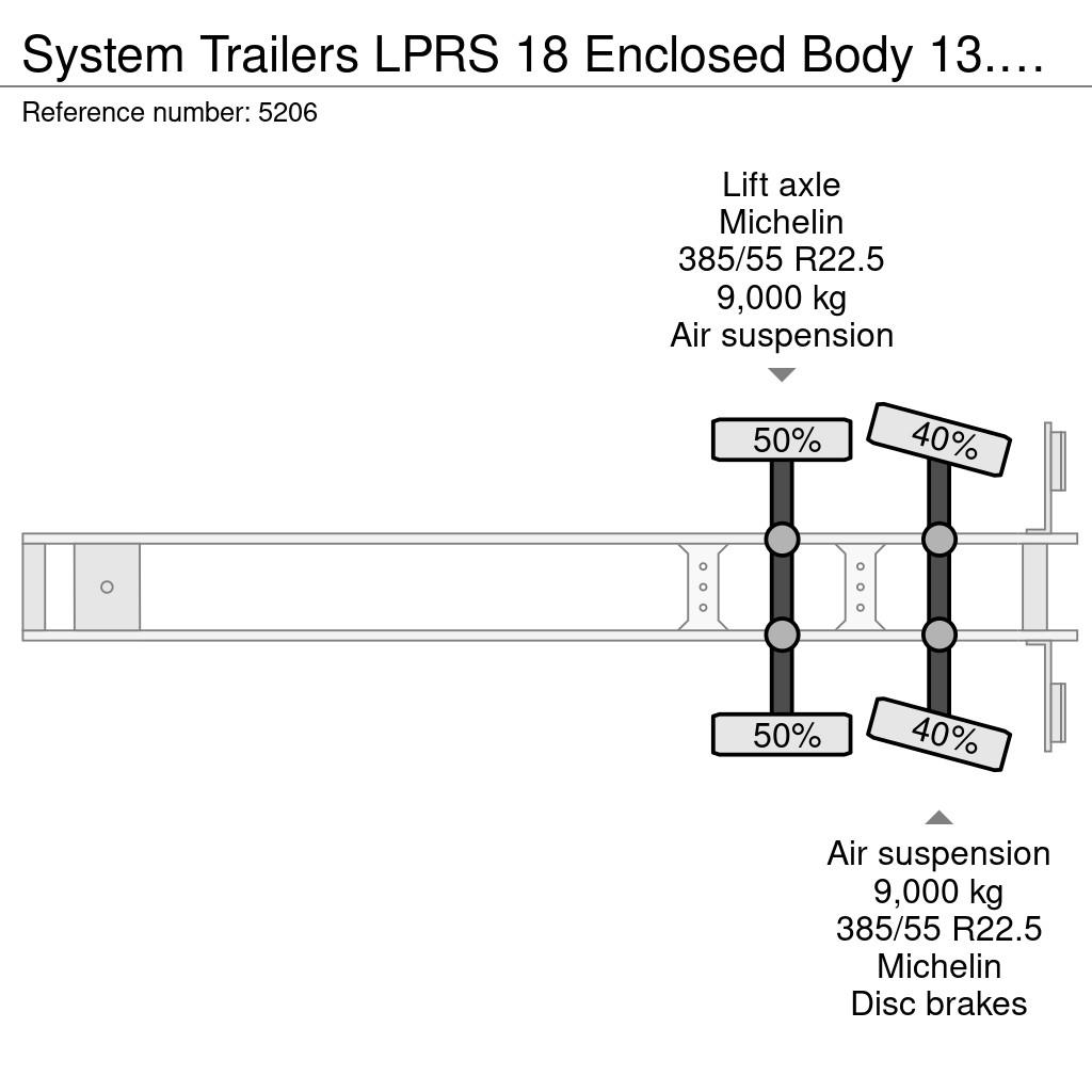 SYSTEM TRAILERS LPRS 18 Enclosed Body 13.6m + Unde 박스 바디 세미 트레일러