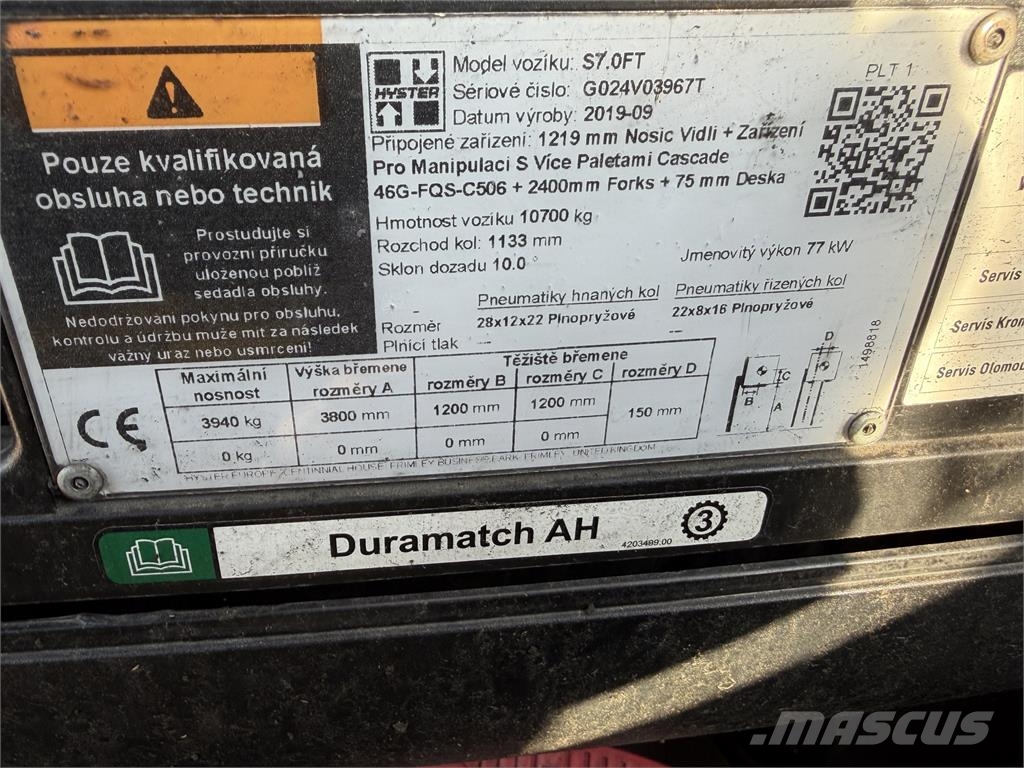 VIN 67T - HYSTER S7.0FT FORTENS vysokozdvižný vozík LP Visoko dizajući komisioni viljuškar