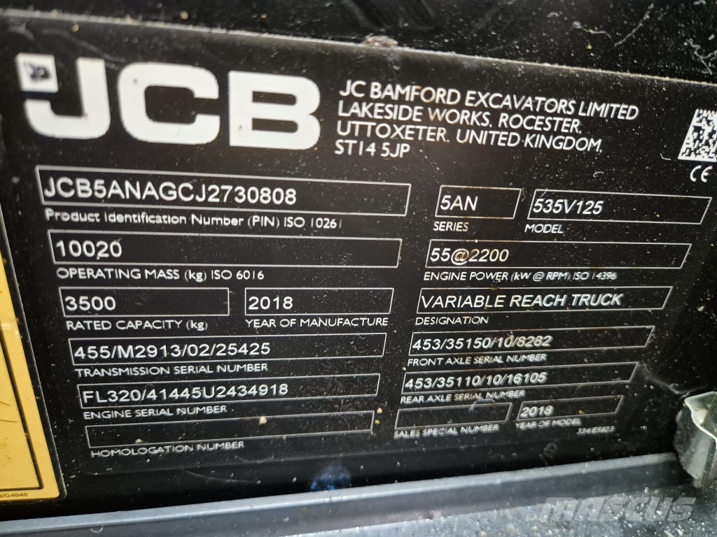 JCB 535-125 Teleskoplader / Telelader / Radlader 4x4 مناولات متداخلة