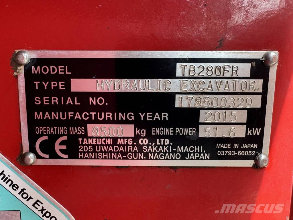 Takeuchi TB 280 FR Midigraafmachines 7t - 12t