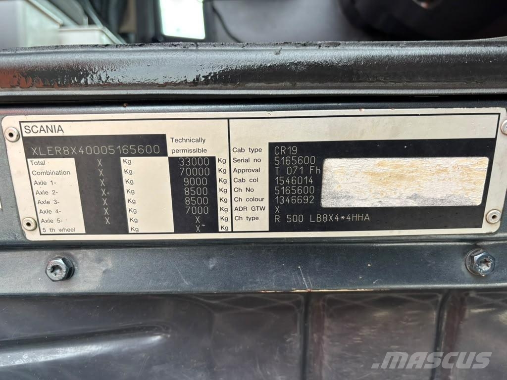 Scania R 500 8x4*4 HIAB 166E-5 / HOOK LIFT L=5200 mm Smagās mašīnas ar celtni