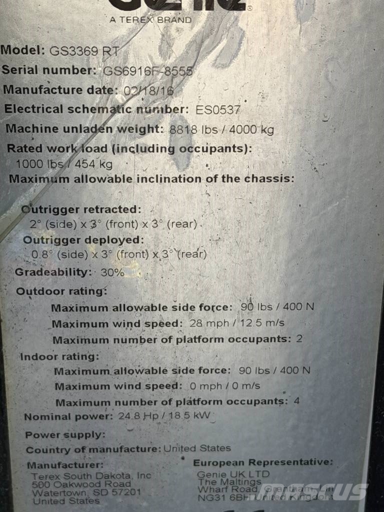 Genie GS 3369 RT Škaraste platforme