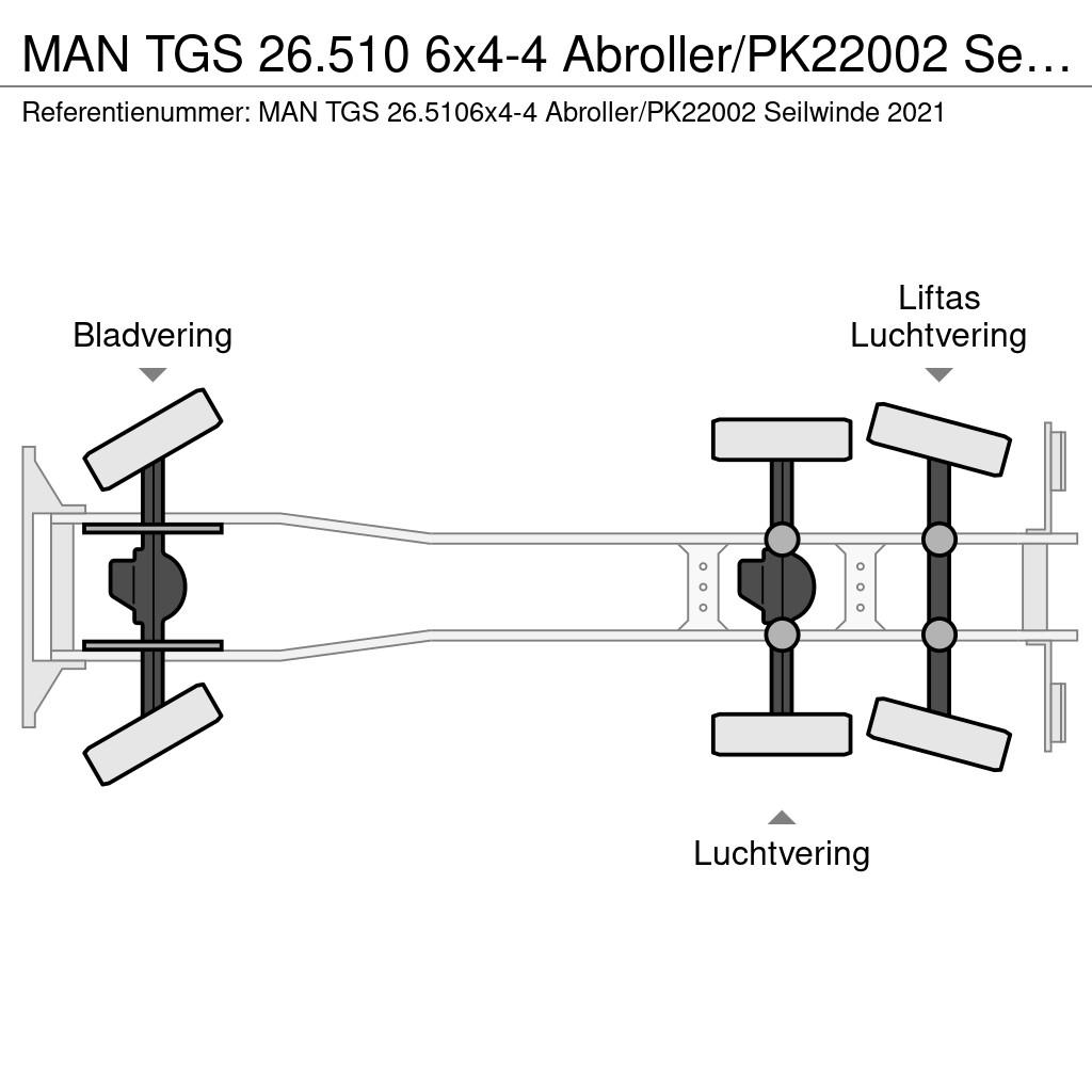 MAN TGS 26.510 6x4-4 Abroller/PK22002 Seilwinde Камиони с кран с кука