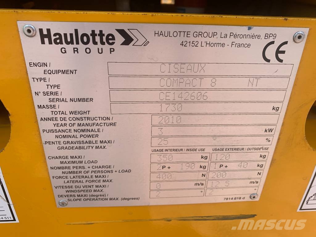 Haulotte COMPACT 8 NT V-3463 EO Push around lifts