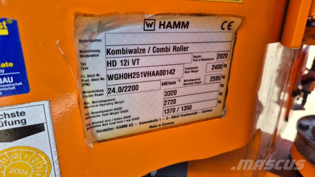 Hamm HD 12i VT - 2020 YEAR - 2490 HOURS - ASPHALT CUT Tvåvalsvältar