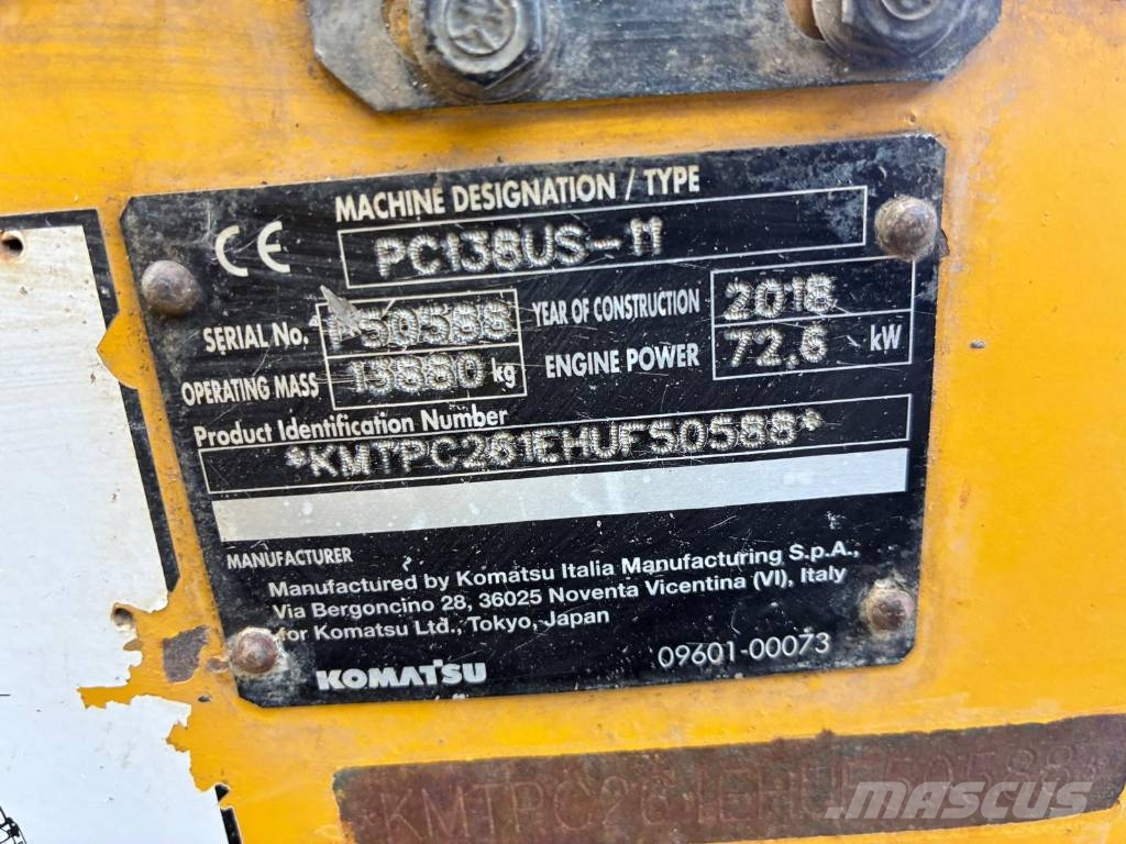 Komatsu PC 138 US-11 Rupsgraafmachines