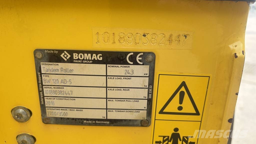 Bomag BW 120 AD-5 - 2018 YEAR - 760 WORKING HOURS Rolos compactadores de tambor duplo