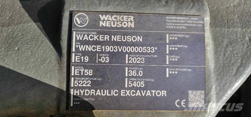Wacker Neuson ET 58 履帶式 挖土機/掘鑿機/挖掘機