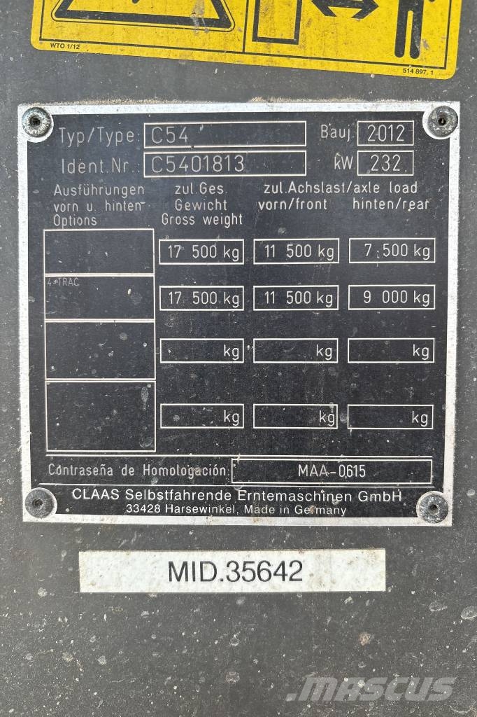 CLAAS Lexion 650, Servad enl intervall Θεριζοαλωνιστικές μηχανές
