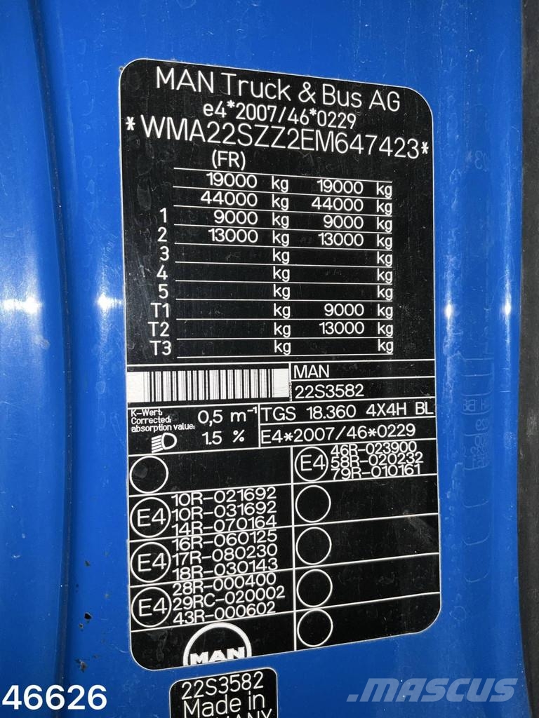 MAN TGS 18.360 4x4 Euro 6 HMF 12 Tonmeter laadkraan 덤프 트럭