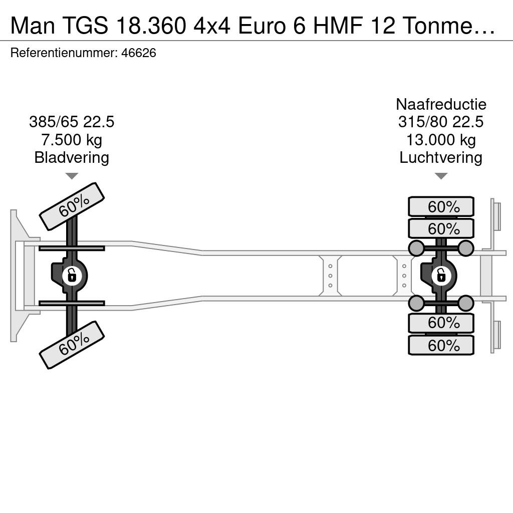 MAN TGS 18.360 4x4 Euro 6 HMF 12 Tonmeter laadkraan 덤프 트럭