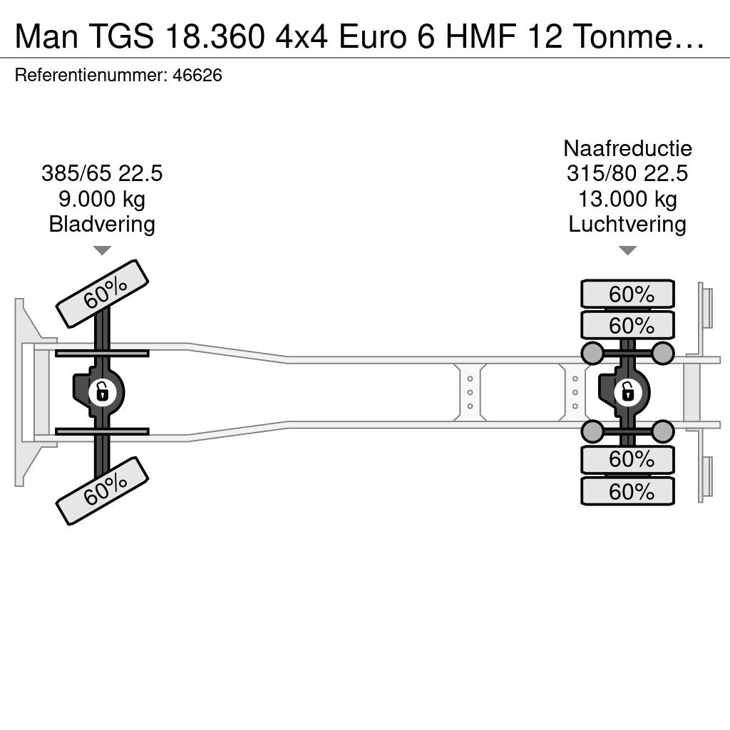 MAN TGS 18.360 4x4 Euro 6 HMF 12 Tonmeter laadkraan شاحنات قلابة