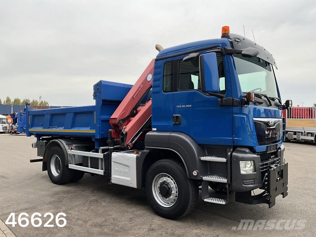 MAN TGS 18.360 4x4 Euro 6 HMF 12 Tonmeter laadkraan شاحنات قلابة