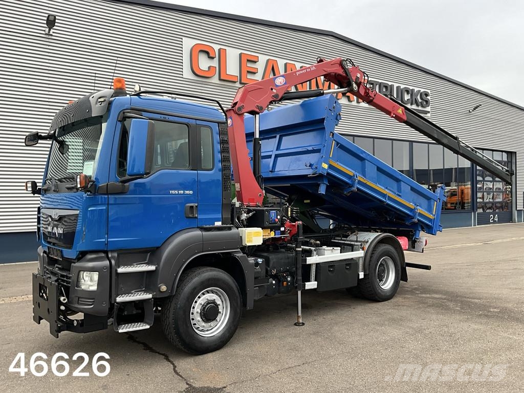 MAN TGS 18.360 4x4 Euro 6 HMF 12 Tonmeter laadkraan 덤프 트럭