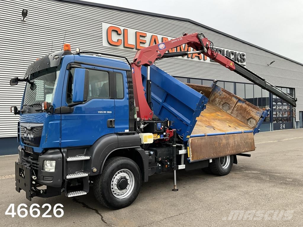 MAN TGS 18.360 4x4 Euro 6 HMF 12 Tonmeter laadkraan شاحنات قلابة