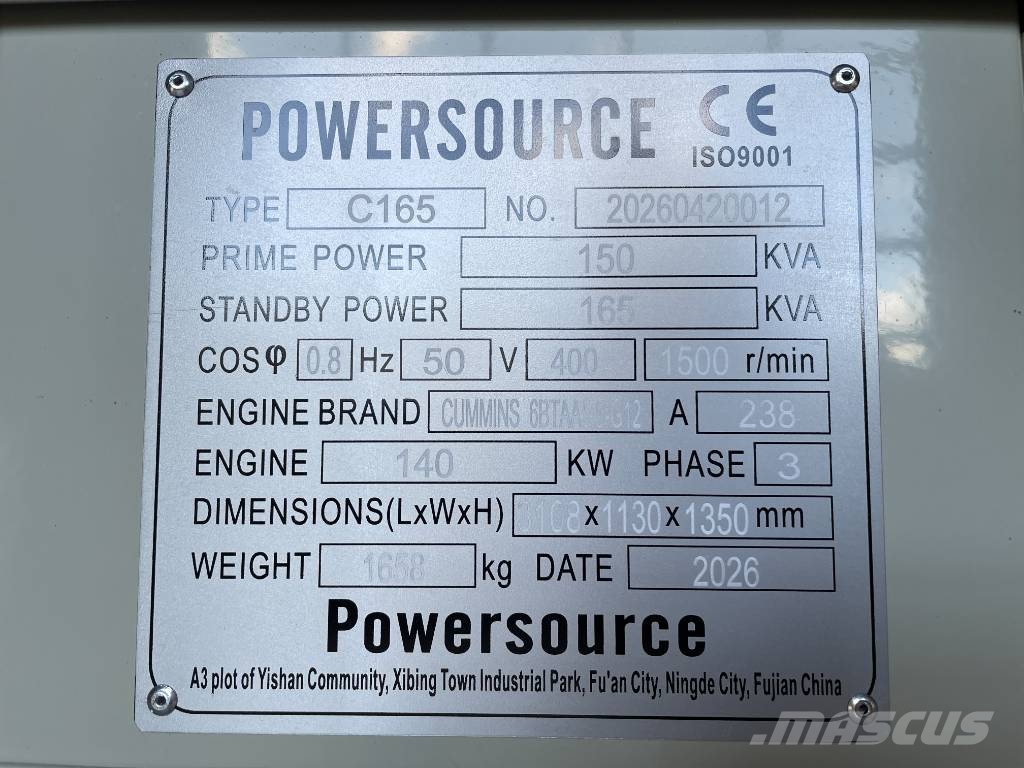 Cummins 6BTAA5.9-G12 - 165 kVA Generator - DPX-19838 مولدات ديزل