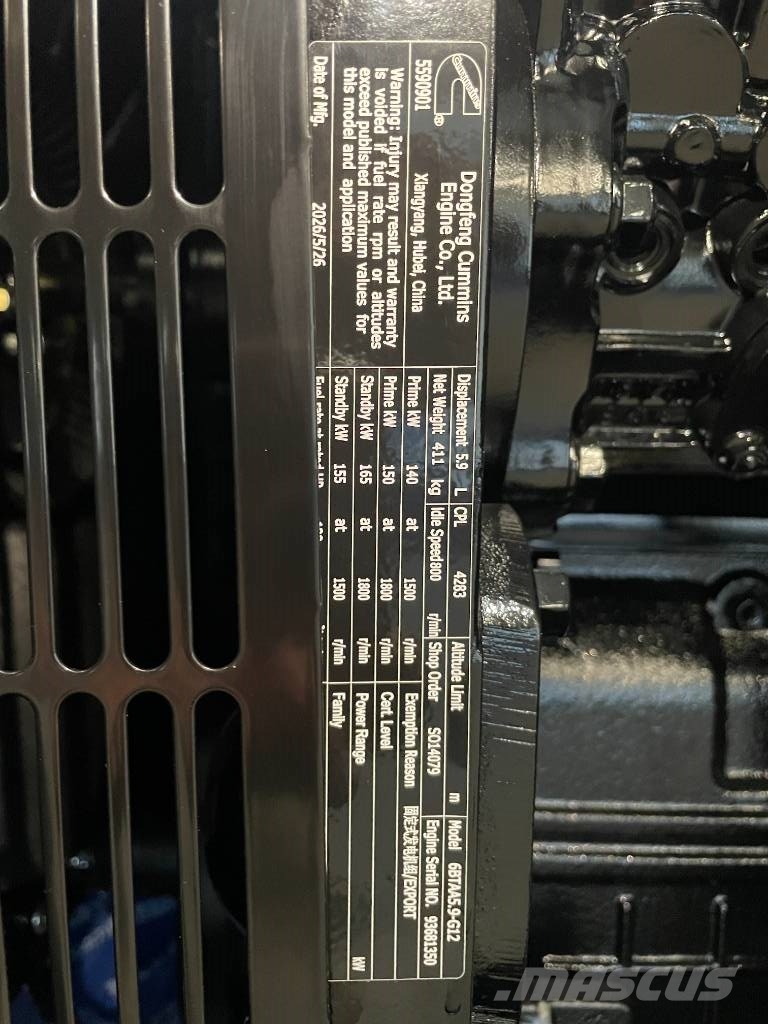 Cummins 6BTAA5.9-G12 - 165 kVA Generator - DPX-19838 مولدات ديزل