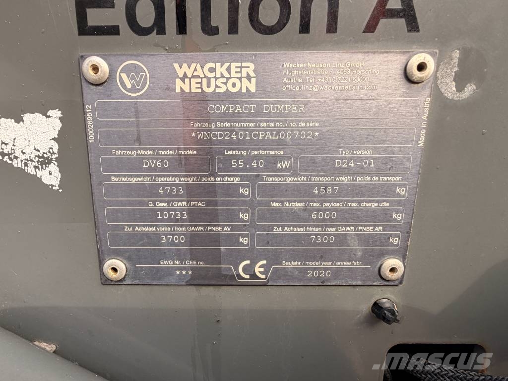 Wacker Neuson DV 60 Swivel Skip Dumper Site dumpers