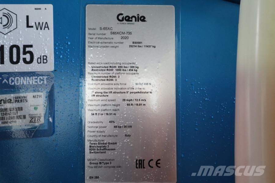 Genie S65XC Valid inspection, *Guarantee! Diesel, 4x4 Dr Plataformas con brazo de elevación telescópico