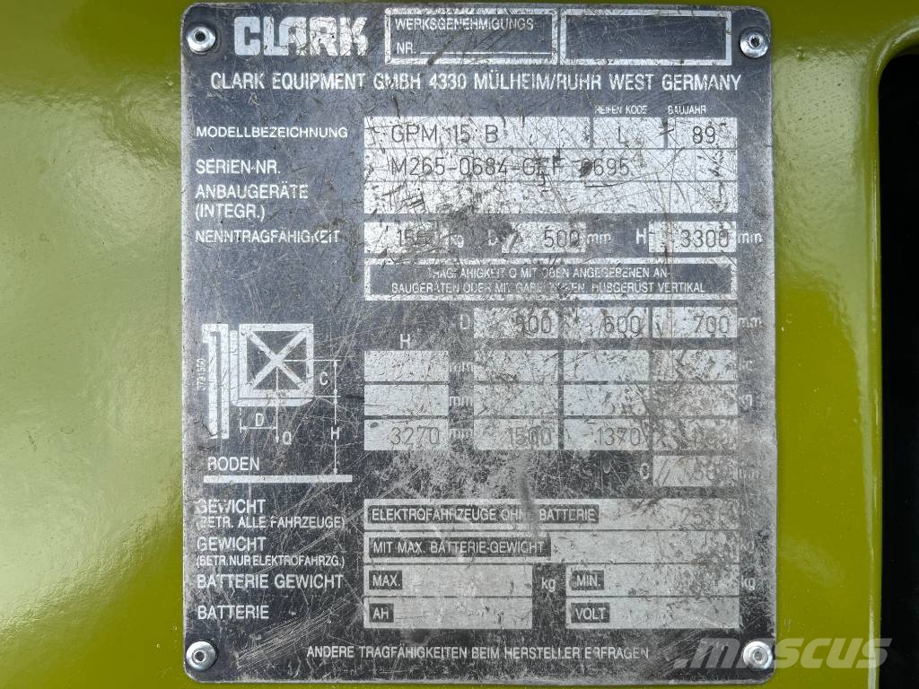 Clark GPM15B V-3933 FOR EXPORT ONLYE EO Plinski viličari