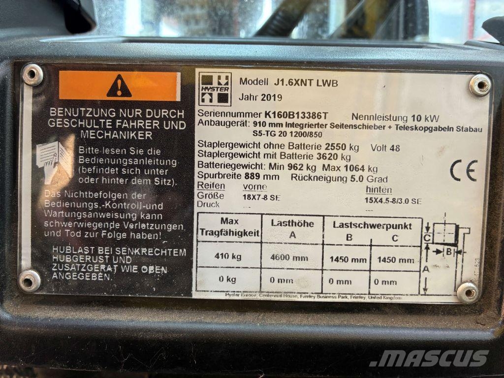 Hyster J 1.6 XNT LWB Електрически вилични кари-повдигачи