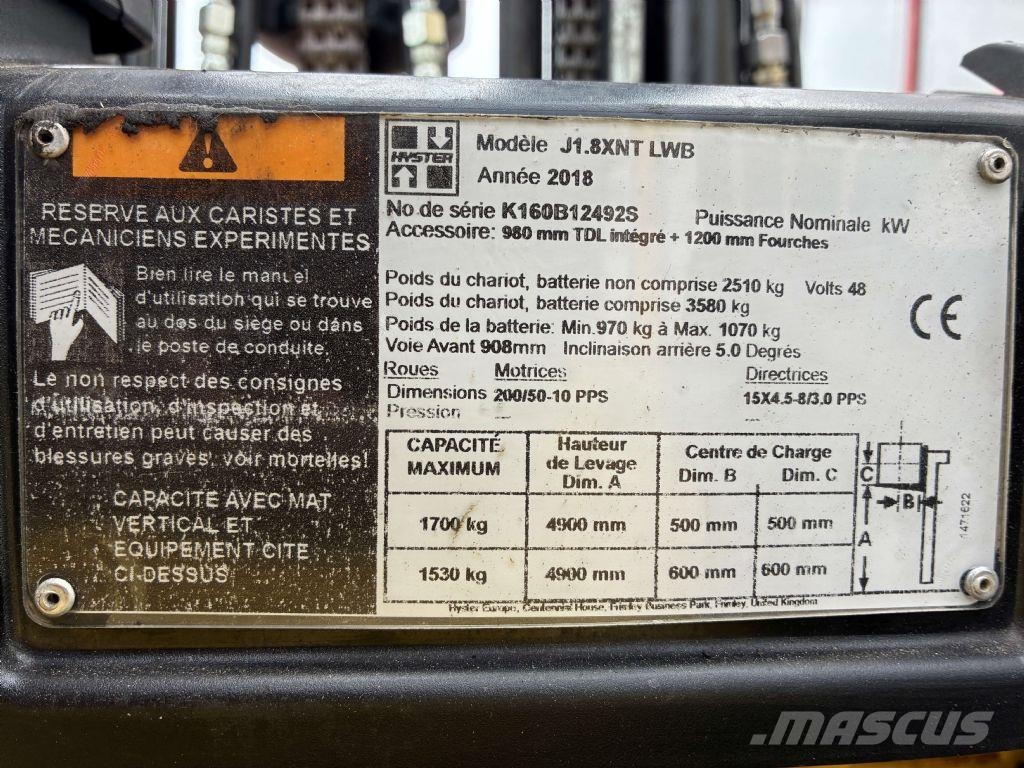 Hyster J 1.8 XNT LWB Električni viličari