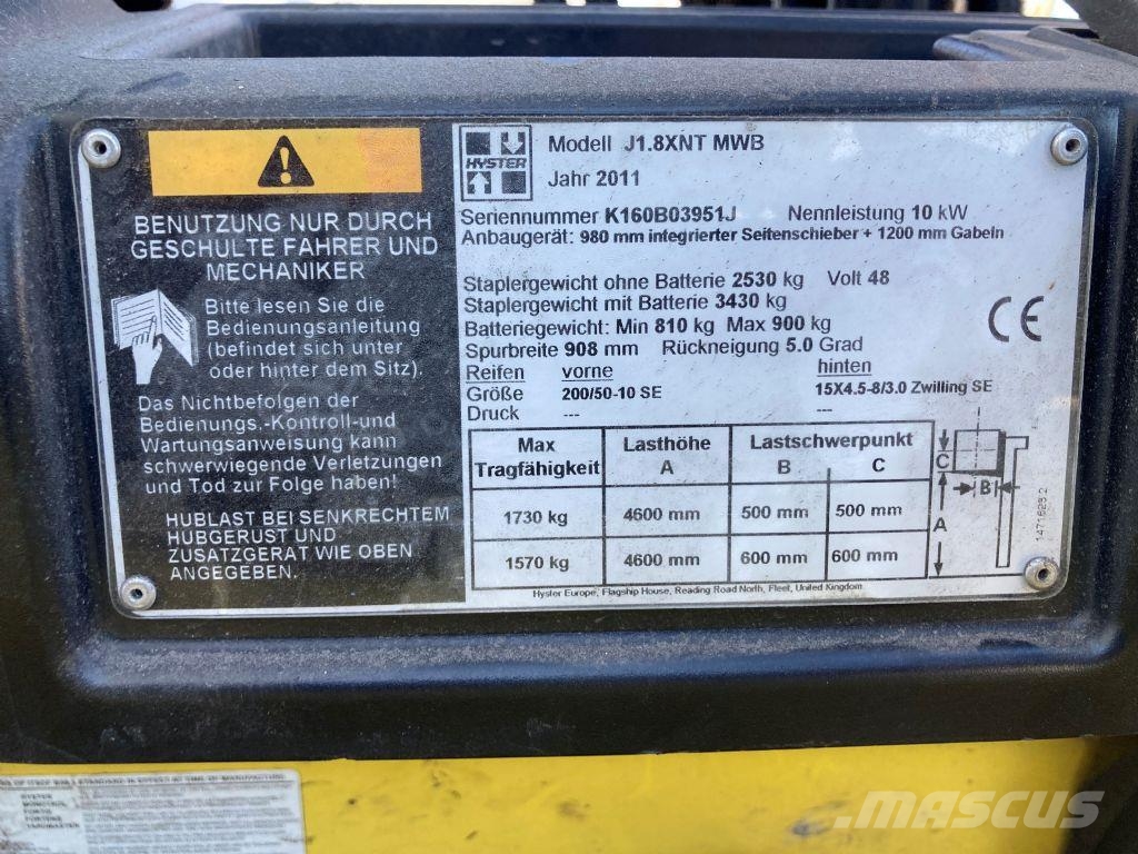 Hyster J 1.8 XNT MWB Electric forklifts