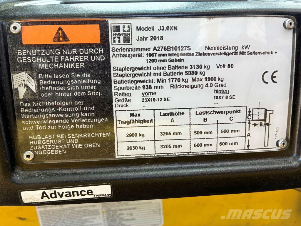 Hyster J 3.0 XN Elektro Stapler