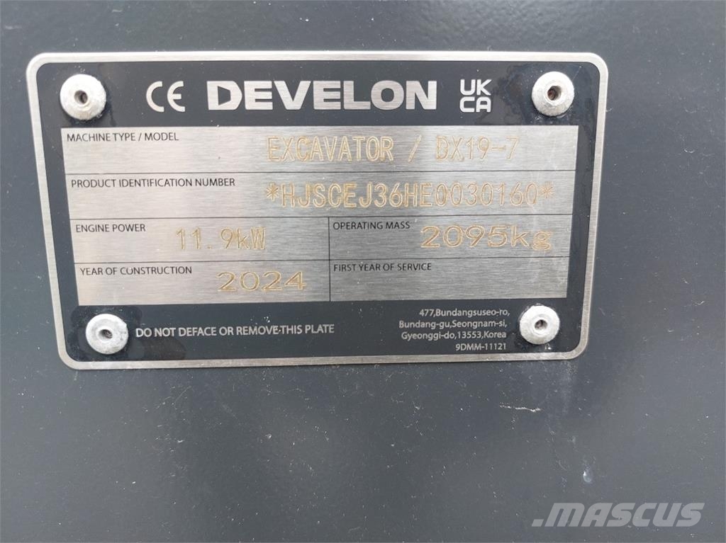 Develon DX19-7 حفارات صغيرة أقل من 7 طن (حفارات صغيرة)
