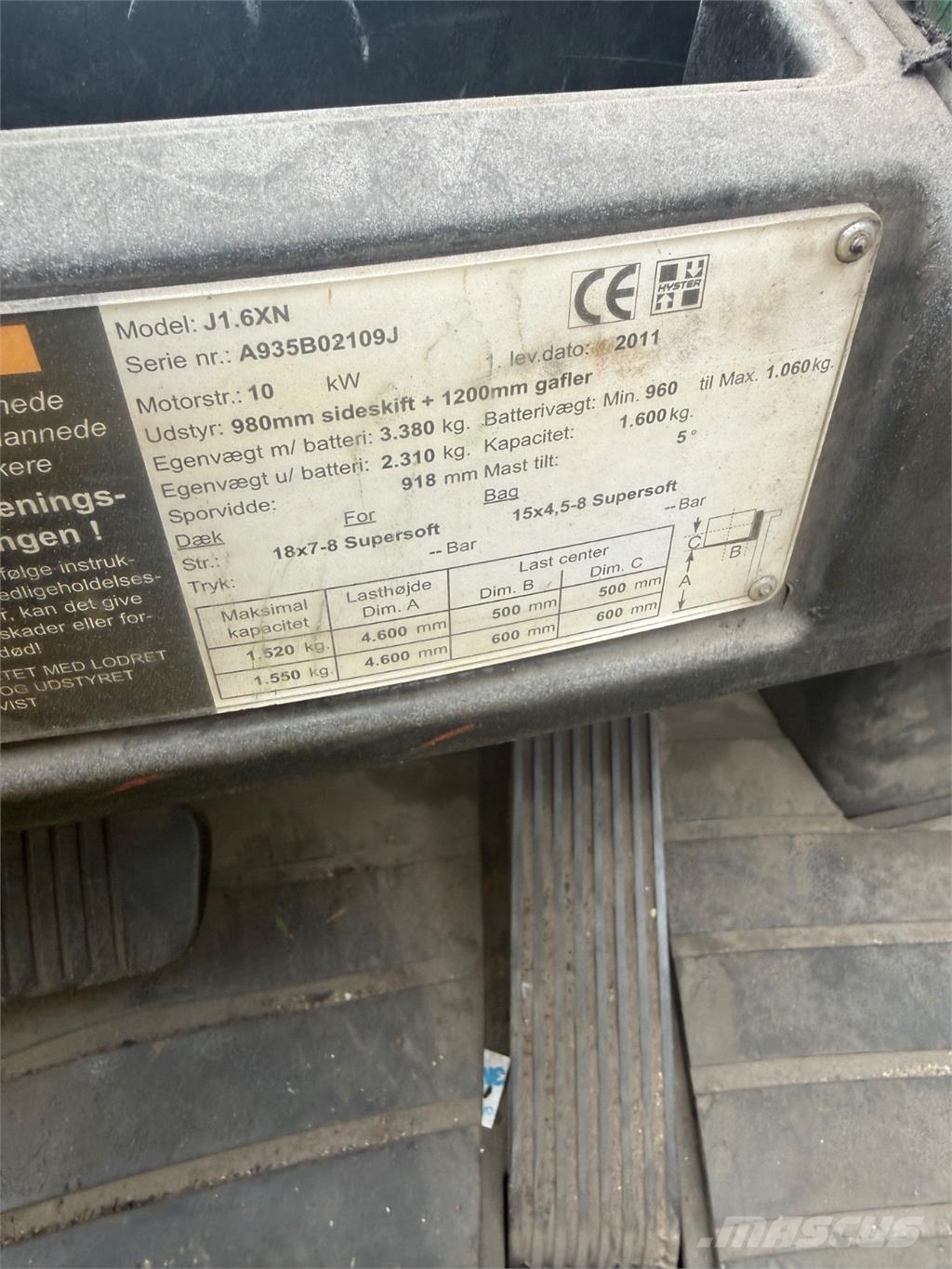 Hyster J1.6XN Elektrikli forkliftler