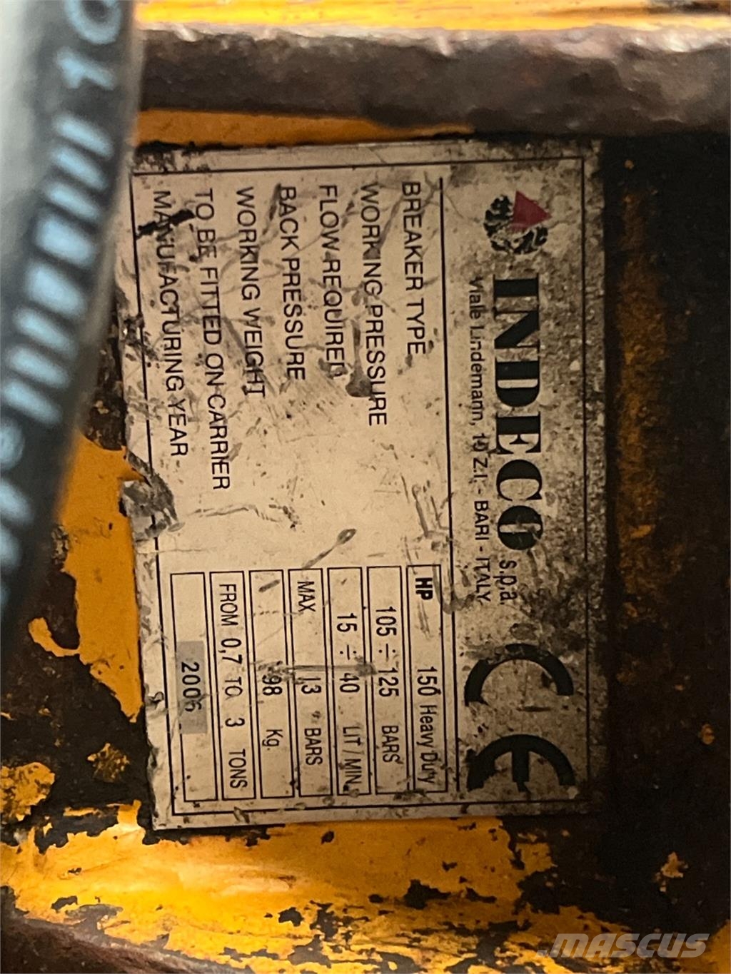 Indeco HP 150 Betonhammer / Hydraulikhammer til minigrave Martillos neumáticos para pilotes