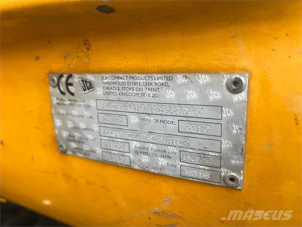 JCB 8018 minigraver / 1,8T - 3 skovle Minigraafmachines < 7t