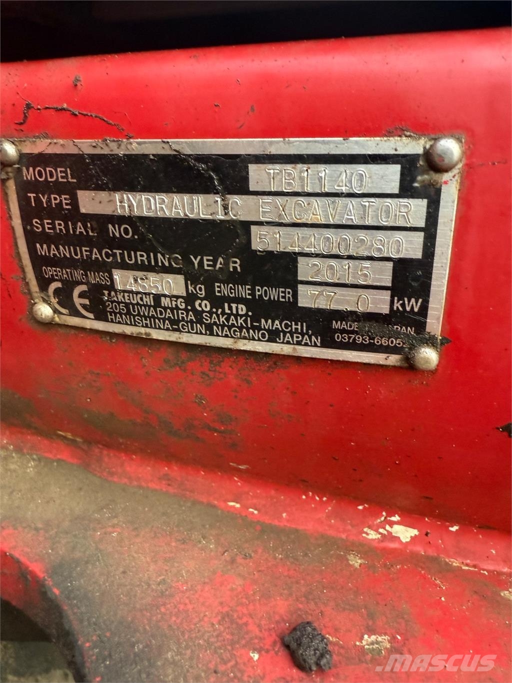 Takeuchi TB1140 Serie 2 履带挖掘机