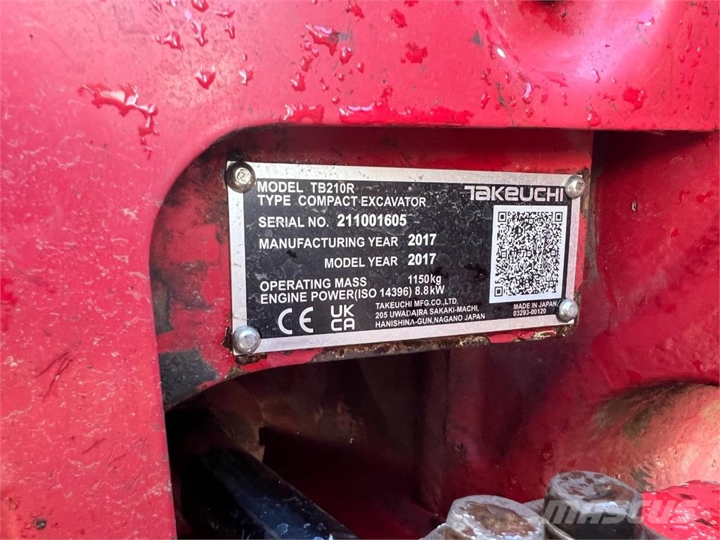 Takeuchi TB210R - Minigraver / Tiltman og 2 skolve Minibagger < 7t