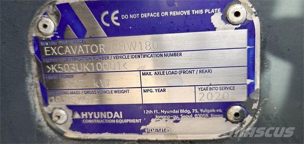 Hyundai HW180 Ratiniai ekskavatoriai