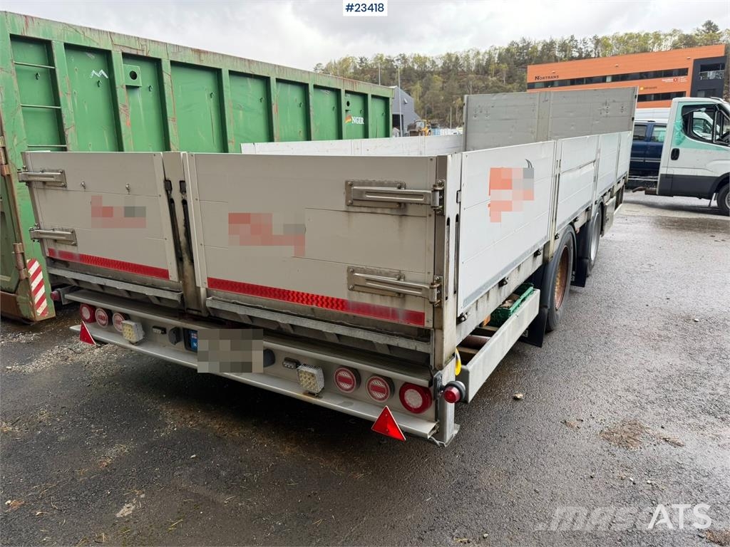 HFR 2 akslet galvanized flat trailer with folding side Flatbed römorklar