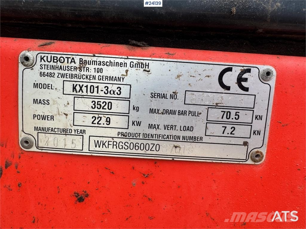 Kubota KX101 Mini Excavator with 2 Buckets حفارات صغيرة أقل من 7 طن (حفارات صغيرة)