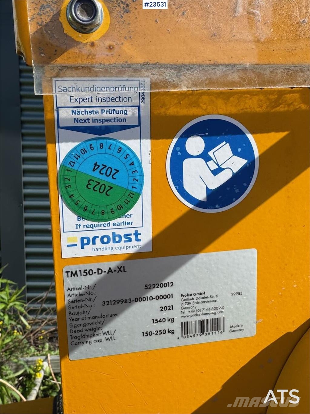 Probst TM Vacuum Lifter – 232 Hours Κατασκευές - Άλλα