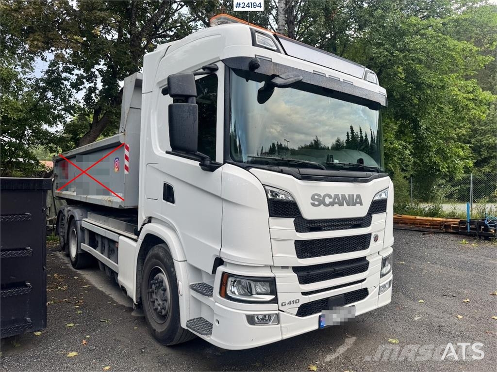 Scania G410 6x2 Hooklift Truck with Machine Flatbed – CNG Camiones polibrazo