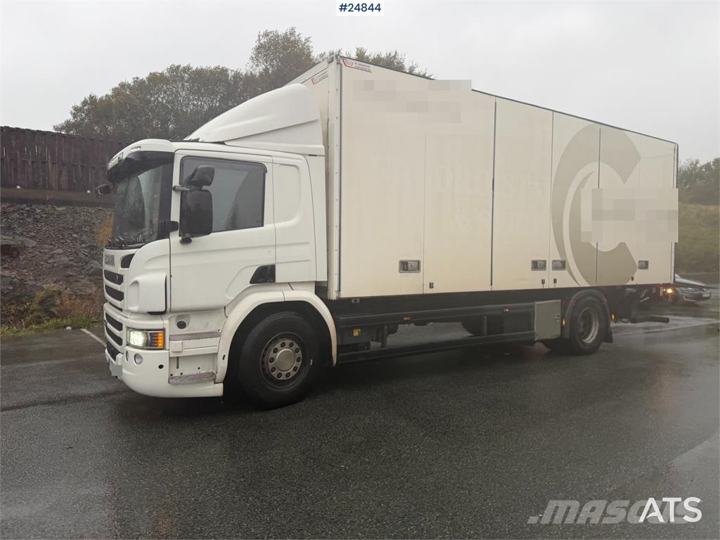 Scania P280 Box truck with full side opening and tail lif شاحنات ذات هيكل صندوقي