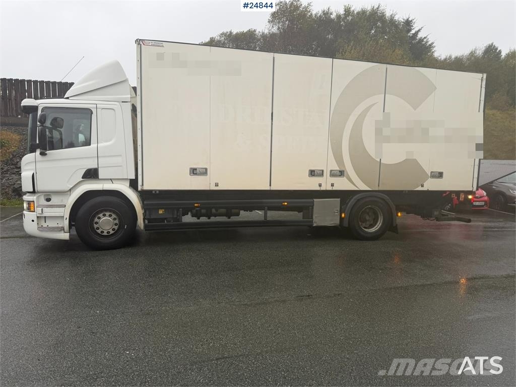 Scania P280 Box truck with full side opening and tail lif شاحنات ذات هيكل صندوقي